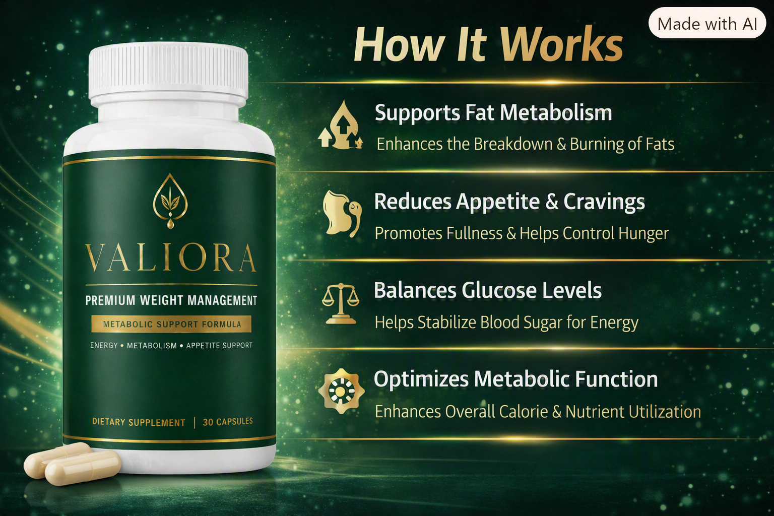 How Valiora works — 5 metabolic stages